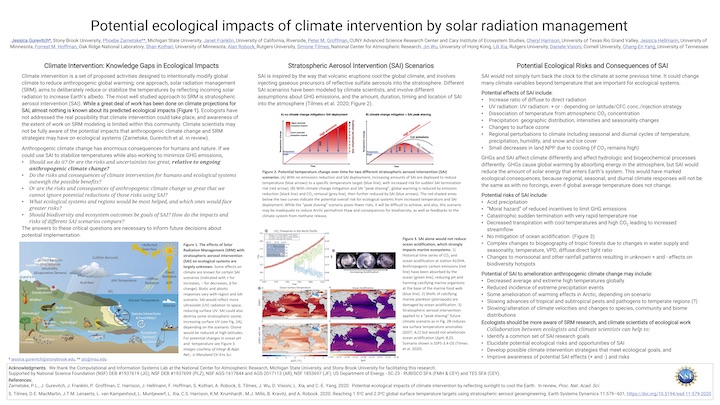 Poster presentation describing the impacts solar radiation modification, and the SRM-Ecology working group
